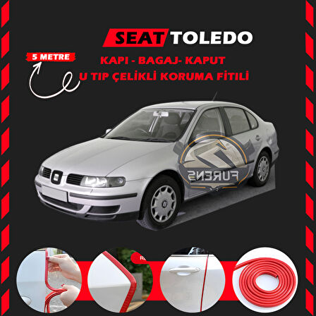 Seat Toledo Oto Araç Kapı Koruma Fitili 5metre Parlak Kırmızı Renk