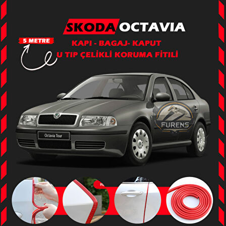 Skoda Octavia Oto Araç Kapı Koruma Fitili 5metre Parlak Kırmızı Renk