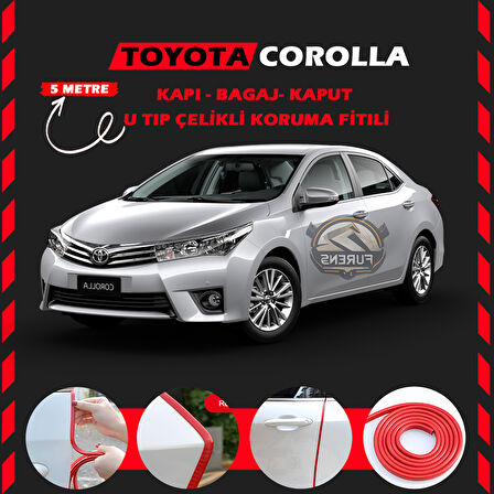 Toyota Corolla Oto Araç Kapı Koruma Fitili 5metre Parlak Kırmızı Renk