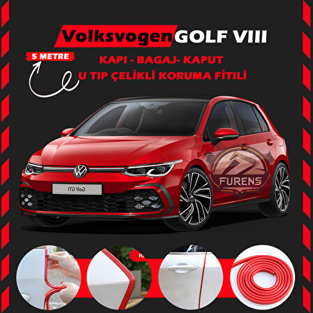 Volksvogen Golf 8 Oto Araç Kapı Koruma Fitili 5metre Parlak Kırmızı Renk