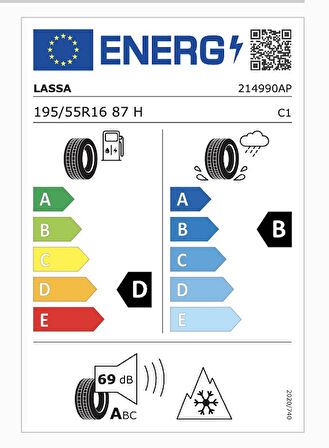 Lassa 195/55R16 87H Snoways4 M+S D-B-69 Kış Oto Lastiği (Üretim Yılı: 2025)