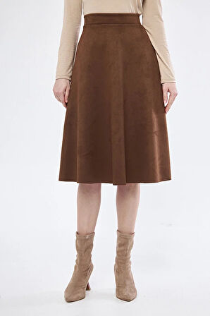 Midi boy Süet kiloş etek