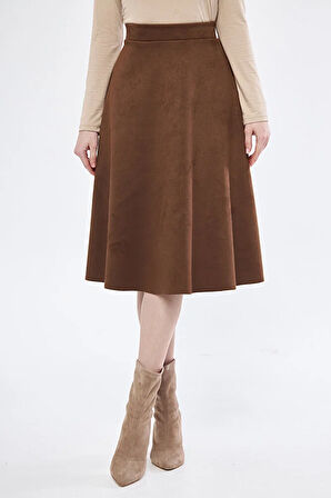 Midi boy Süet kiloş etek