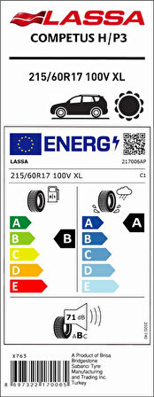 215/60R17 100V XL COMPUTES H/P3 LASSA