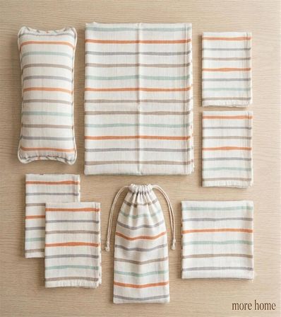 More Home Bebek Müslin Bez Battaniye Set 7 Parça  Çizgi Desenli