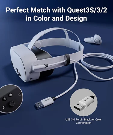 bağlantı kablosu, 5 m, Meta/Oculus Quest 3/2/Pro ve Pico4/Pro aksesuarları ve PC/Steam VR ile uyumlu, yüksek hızlı PC veri aktarımı, USB 3.0 bağlantı kablosu, VR kulaklık, oyun bilgisayarı