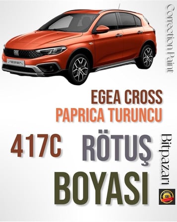 Flea Market Egea Cross Paprika Turuncu 417C ile Uyumlu Rötuş Boyası, 30ml, Fırçalı