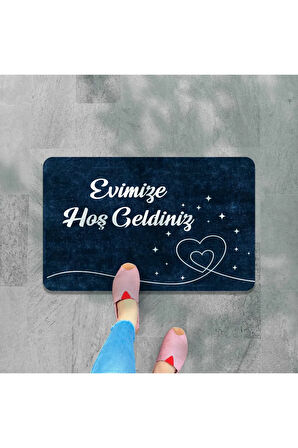 Dijital Baskılı  kapı önü paspas Hoşgeldiniz Yazılı Çiçek DesenIç ve Dış Kapı Paspası Yıkanabilir