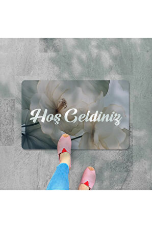 Dijital Baskılı 3d kapı önü paspas Hoşgeldiniz Yazılı Çiçek DesenIç ve Dış Kapı Paspası Yıkanabilir