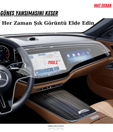 Mercedes E180 2024 Hayalet Gösterge ve Yolcu Ekran Uyumlu Mat Ekran Koruyucu