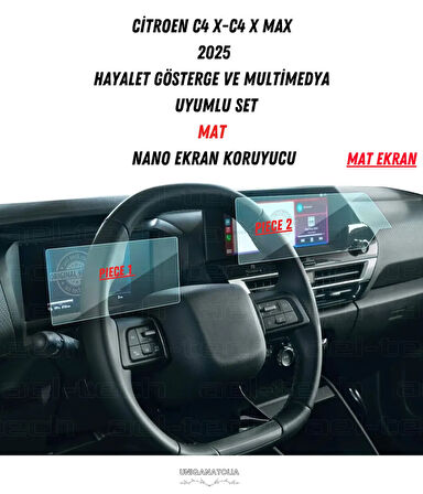 Citroen C4 X-C4 X Max 2025 Hayalet Gösterge ve Multimedya Uyumlu Mat Ekran Koruyucu