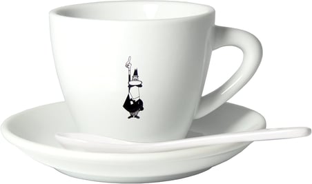- Moka Kahve Fincanı ve Tabağı - 80mL - İkonik Bıyıklı Adam Desenli - Porselen