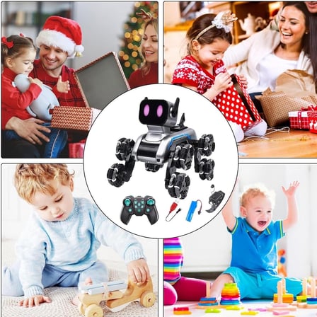 Giffy / Oyuncak 2.4 GhZ Uzaktan ve Bilekten Kumandalı Şarjlı 8 Teker Akrobat Robot Köoek Müzikli ve Led Işıklı Full Fonksiyon Akıllı Köpek Yavrusu Çift Kumanda Kontollü