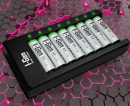G827 8'li Pil Şarj Aleti + 8 Adet AA 2700 mAh Şarj Edilebilir AA Şarjlı Kalem Pilli Set 1.2V Ni-MH
