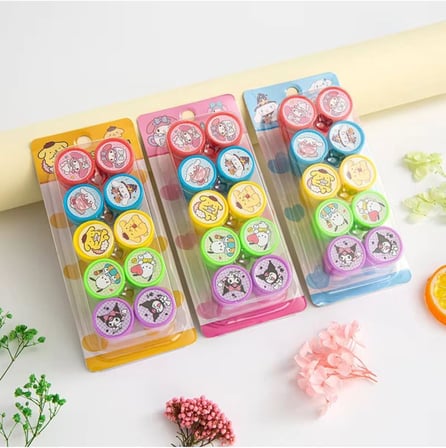 Yeni Sanrio Kwaii Kuromi 10 Adet Damga Baskı Oyun Seti Kendinden Mürekkepli Mühür, Çok Renkli