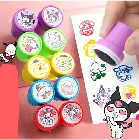 Yeni Sanrio Kwaii Kuromi 10 Adet Damga Baskı Oyun Seti Kendinden Mürekkepli Mühür, Çok Renkli