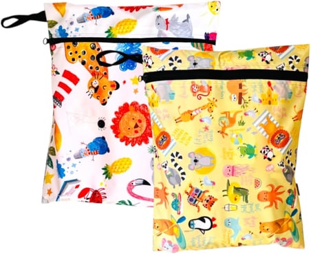 2 Adet Sıvı Geçirmeyen Çok Amaçlı Çanta, 30 x 35 cm Jungle ve 37 x 30 cm Summer Desen, Yıkanabilir, Ekonomik Set