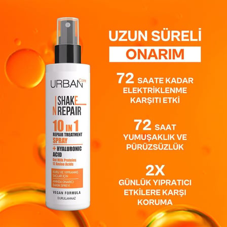 Shake N Repair 10-in-1 Onarıcı Etkili Durulanmayan Saç Bakım Spreyi, 200 Mililitre, Vegan