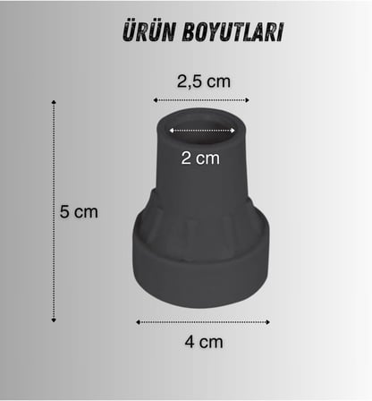 Aps Baston Lastiği Yumuşak Kaymaz Taban Baston Asa Ucu Yüksek Kalite 4'lü Avantaj Paket Siyah