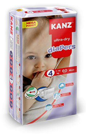 Kanz Ultra-Dry 4 Numara Maxi 60'lı Bel Bantlı Bez