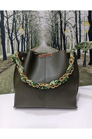 Kadın Şallı Zincirli Askılı Omuz Çantası