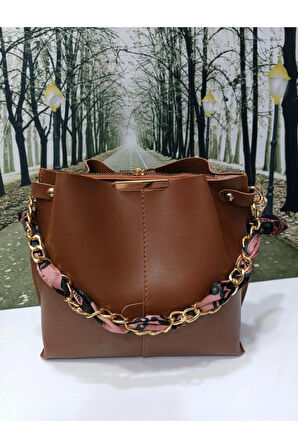 Kadın Şallı Zincirli Askılı Omuz Çantası