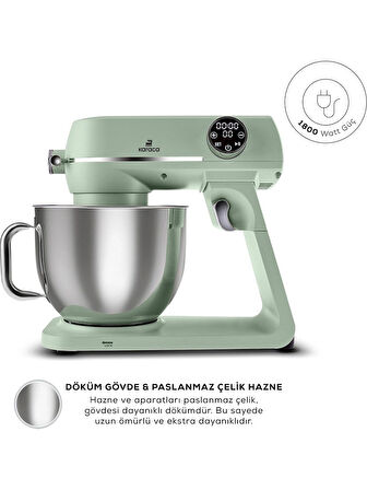 Karaca Karaca Multichef Artisan 7 lt 1800 W Kırmızı Döküm Stand Mikser krem