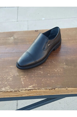 Erkek Kışlık Kundura Hakiki Deri  Kauççuk ve Kaymaz Taban Bağcıksız