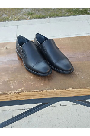 Erkek Kışlık Kundura Hakiki Deri  Kauççuk ve Kaymaz Taban Bağcıksız