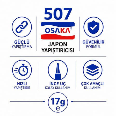 OSAKA 507 Japon Yapıştırıcı, Siyanoakrilat, Şeffaf, Sıvı, Hızlı Kuruyan, Plastik, Metal, Ahşap, Seramik ve Deri için Çok Amaçlı (3)
