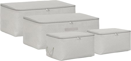 4'lü Gri Balıksırtı Hurç Set 2 Adet 30 x 22 x 18/2 Adet 52 x 28 x 21 cm