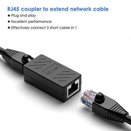 Anunnaki RJ45 Coupler Extender Ethernet Kablo Bİrleştirici Adaptör - CAT5/CAT6 Uyumlu Tak-Çalıştır