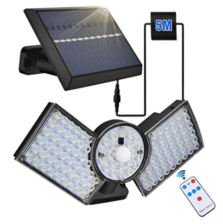 112 LED Solar Bahçe Aydınlatma Dış Mekan İçin Hareket Sensörlü 3 Farklı Modu -Kumandalı