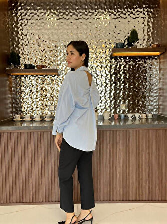 Sırt Dekolteli Oversize Basic Gömlek GMK08002