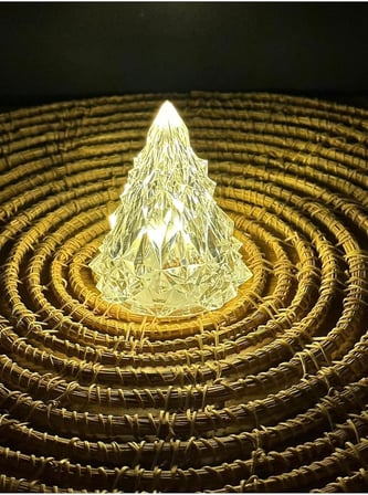 Lapidaria Kristal Led Çam Ağacı Mum 3'Lü Alevli Yapay Mum Pilli Yılbaşı Led Işık Abajur