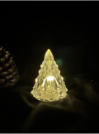 Lapidaria Kristal Led Çam Ağacı Mum 3'Lü Alevli Yapay Mum Pilli Yılbaşı Led Işık Abajur