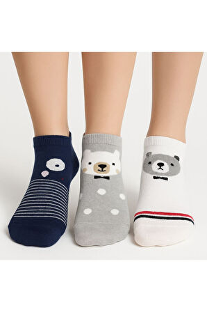 6’lı Renkli Desenli Kadın Kısa Çorap Seti – Sevimli Karakter ve Hayvan Figürlü Bilek Altı Çoraplar