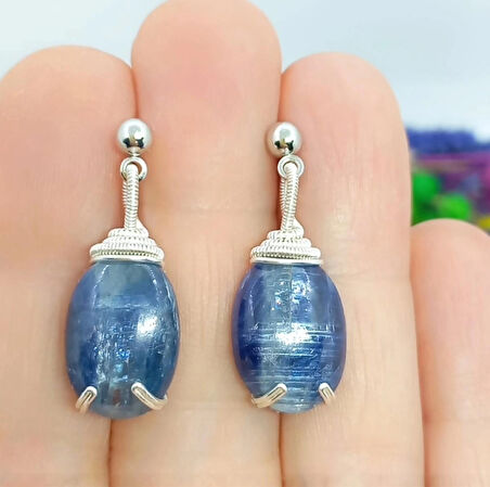 2154 Kyanit el yapımı küpe
