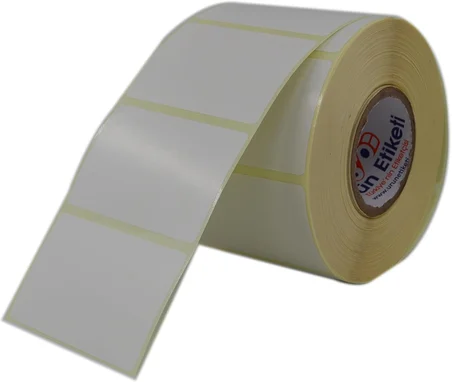 Kuşe Etiket 60mm x 40mm Ruloda 1000 Adet 40mm Kuka Çapında Baskısız Barkod Yazıcı Etiketi
