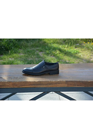 BerenniM378 Erkek Kışlık Kundura Hakiki Deri  Kauççuk Taban Bağsız