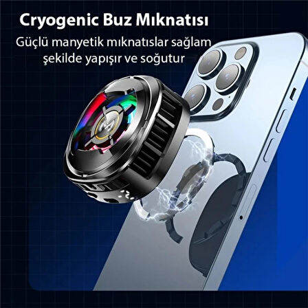 Coofbe Göstergeli RGB Işıklı15W Magsfe Uyumlu Kablolu Soğutma Levhalı Ultra Telefon Soğutucu Radyatör 3 Modlu