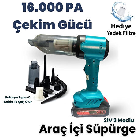 Yeni Araç Içi Süpürge 2 In 1 16000pa 3 Kademeli Vakumlu Üflemeli Araç Süpergesi Pro-hl-126