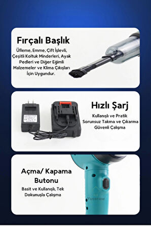 Yeni Araç Içi Süpürge 2 In 1 16000pa 3 Kademeli Vakumlu Üflemeli Araç Süpergesi Pro-hl-126