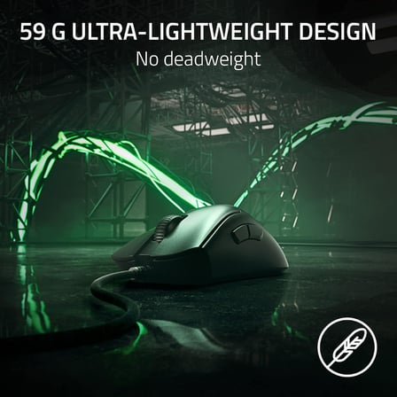 Razer DeathAdder V3 - Ergonomik Esports Fare (59 g Hafif Tasarım, Ergonomik Şekil, 30K Optik Sensör, Optik Fare Anahtarı Gen-3, 8000Hz HyperPolling Teknolojisi, Speedflex Kablo) Siyah