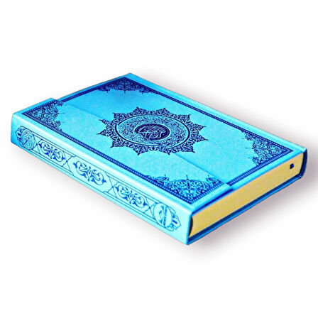 Orta Boy Kuran-ı Kerim Mavi Cilt Bezli Makrepli