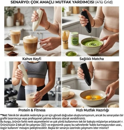 El Mikser Köpürtücü, Mavi, Sarı, Yeşil, Pembe ve Krem Rengi, Paslanmaz Çelik Çırpıcı, Kahve, Matcha, Yumurta için, Pille Çalışan