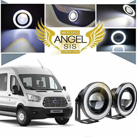 Ford Transit Tüm Modeller Uyumlu, Universal Mercekli Led Angel Sis Farı, 76mm Beyaz Renk