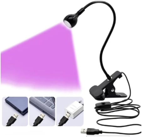 gaman Siyah 3W UV LED Tırnak Kurutucu Ultraviyole Esnek Klipsli Masa USB Jel Kurutma Klipsli Masa Lambası