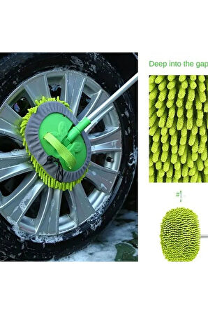 teleskopik sopalı çizmez araç yıkama mopu fırçası oto mop oto yıkama mopu 1 yedek bezli