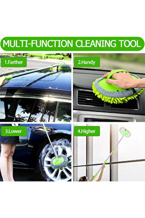 teleskopik sopalı çizmez araç yıkama mopu fırçası oto mop oto yıkama mopu 1 yedek bezli